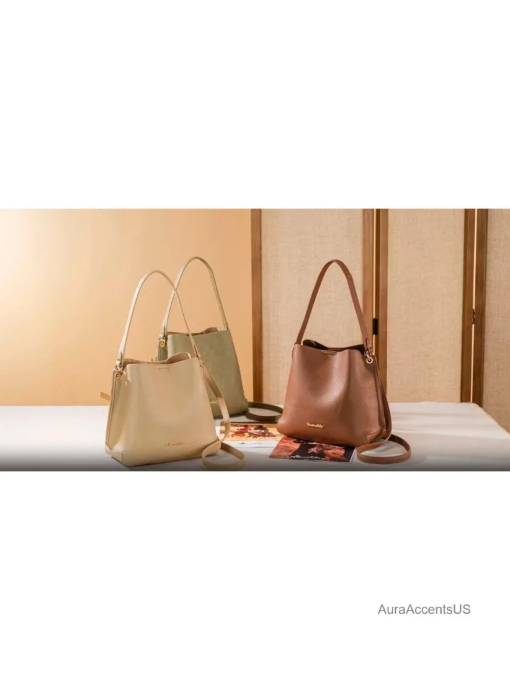 Medium Hobo Bag for Women, Vegan Leather Shoulder Purse with 3 Compartments,
